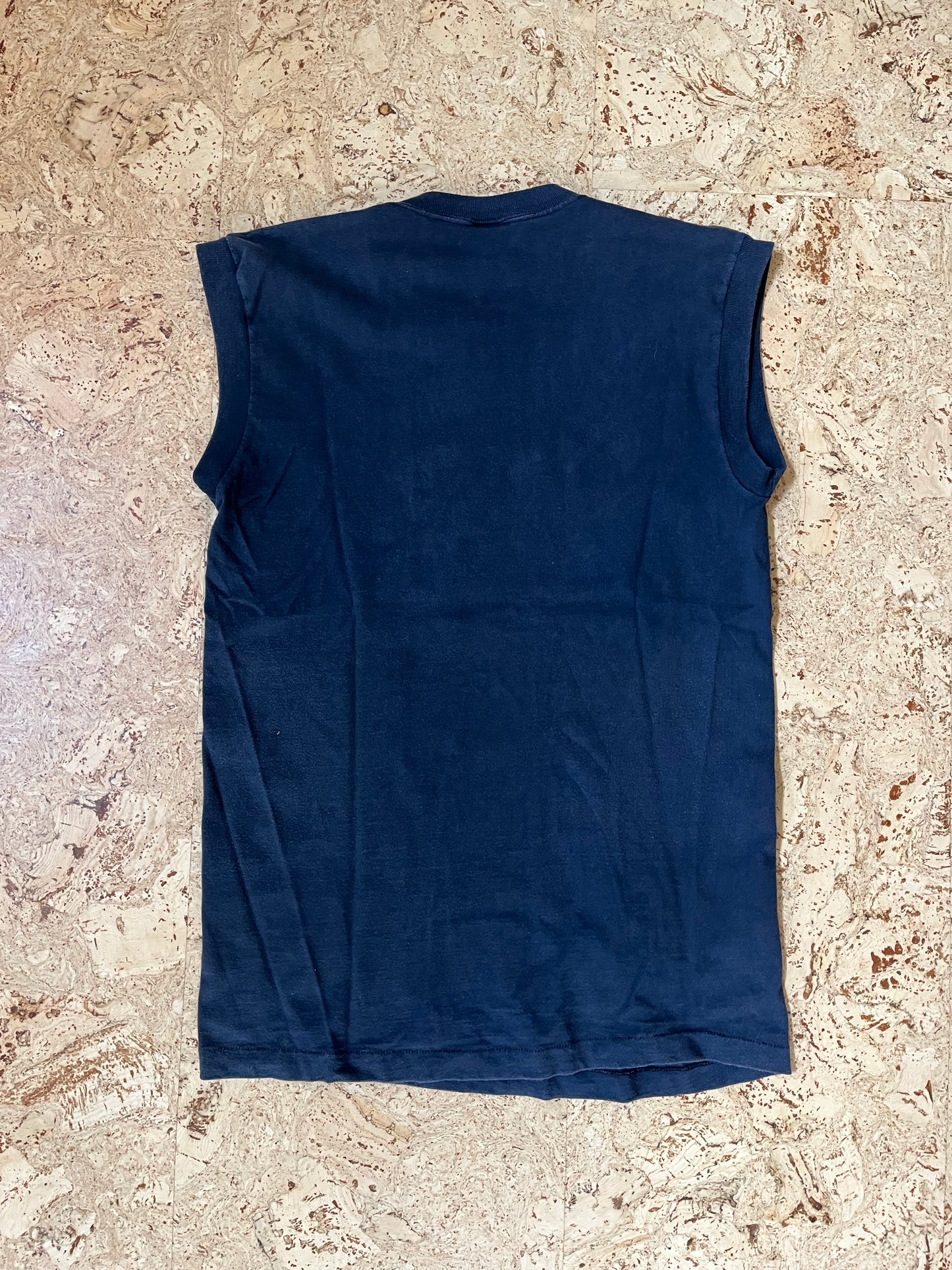 1970s Big Red Sleeveless Single Stitched Tee Shirt