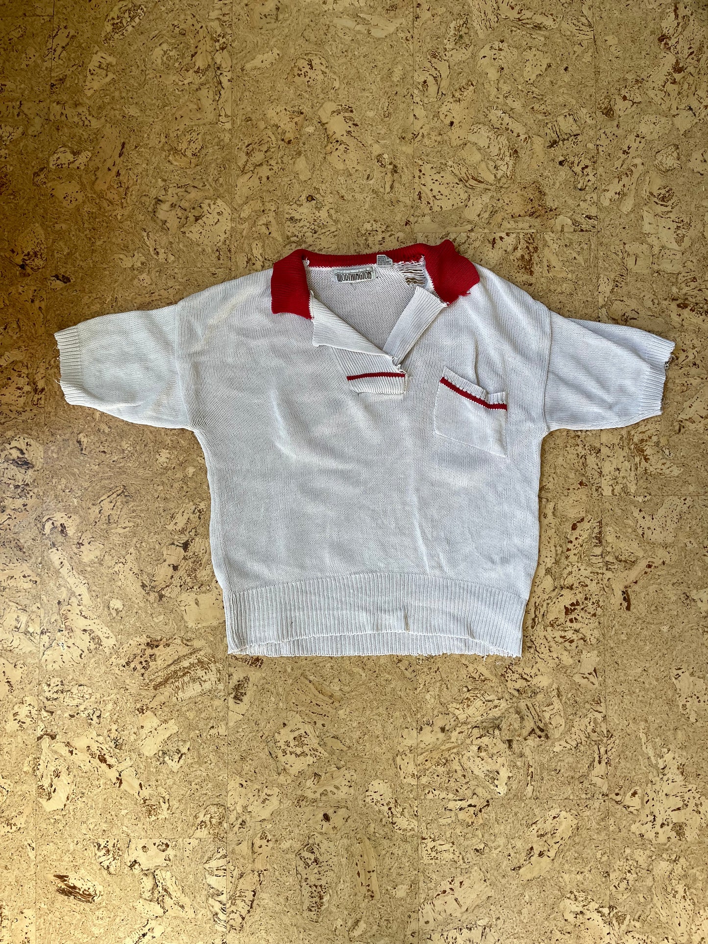Vintage Distressed Worthington Knit Bowling Shirt