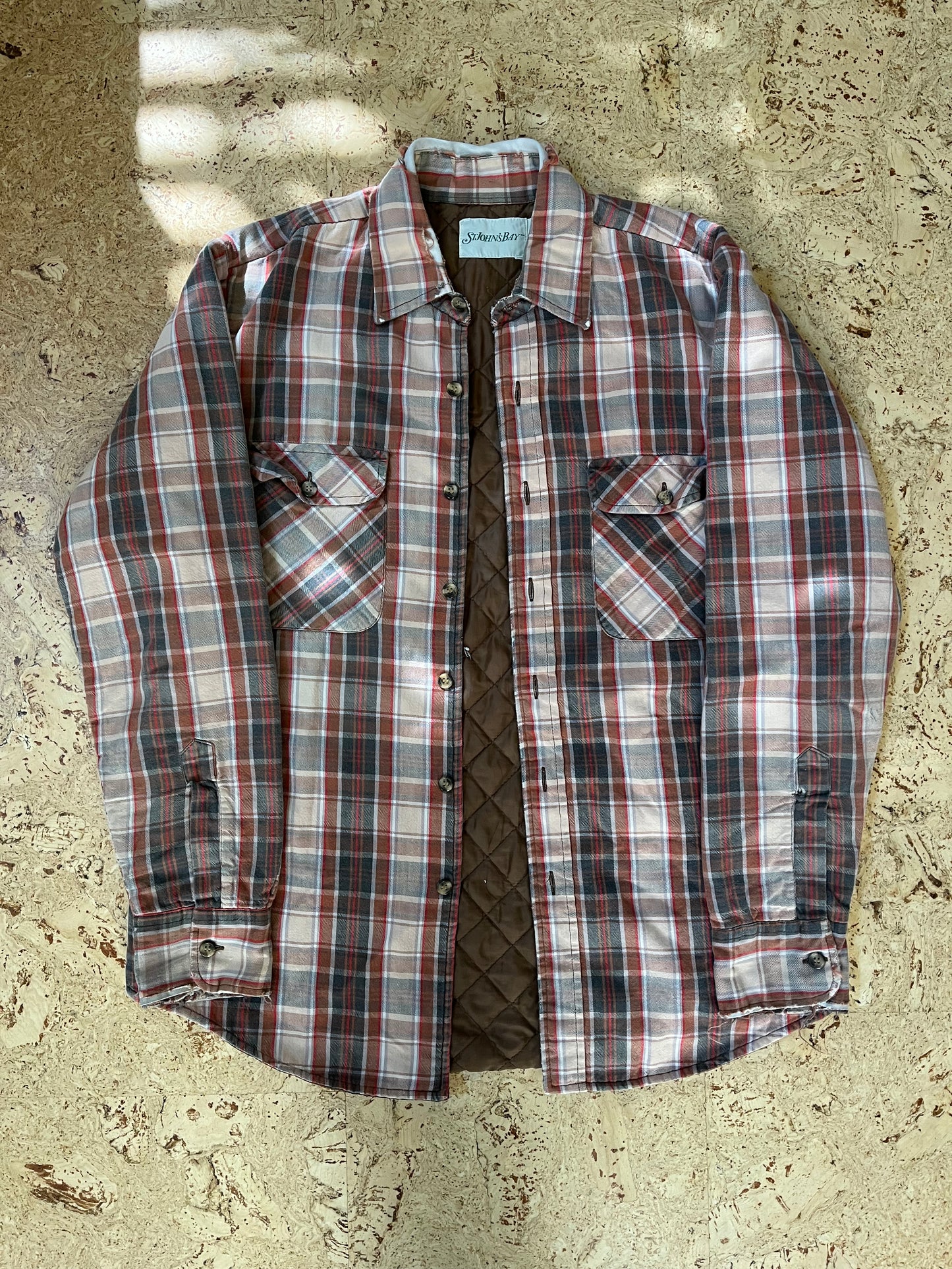 Vintage St Johns Bay Thrashed Quilt Lined Flannel