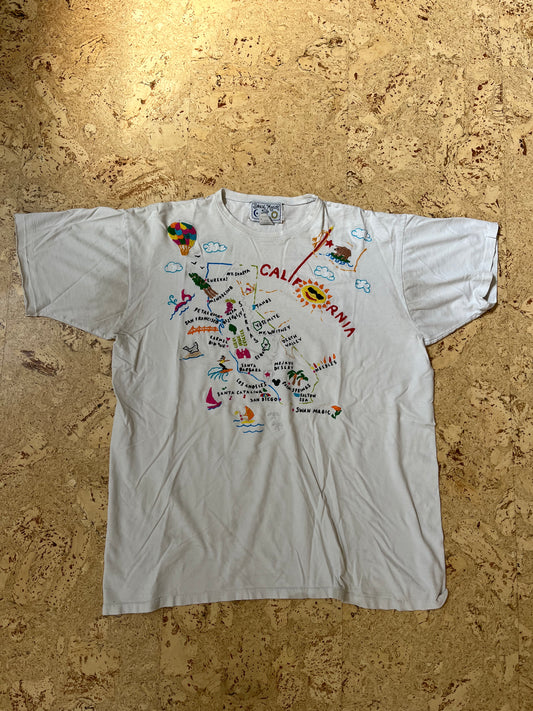 1995 Swan Magic Hand Embroidered California T-Shirt Thrashed