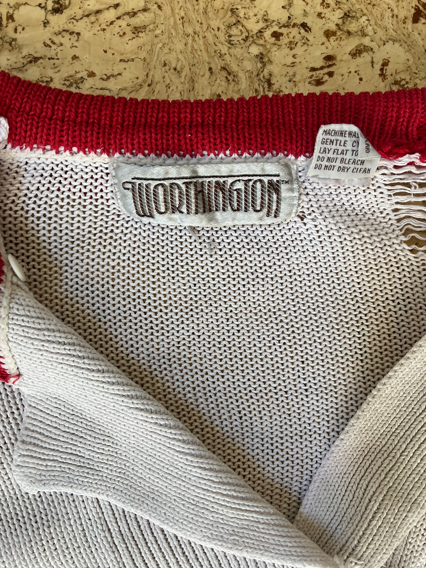 Vintage Distressed Worthington Knit Bowling Shirt